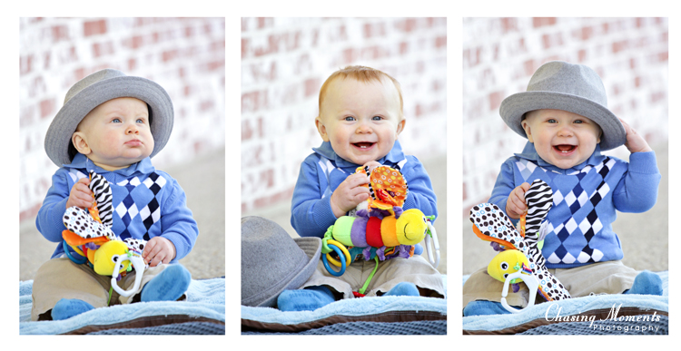 Happy baby boy sitting and smiling; Fairfax Childrens Photographer
