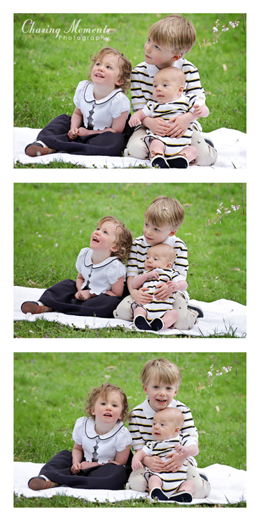 Portrait of three children during an outdoor family photo session in McLean, VA