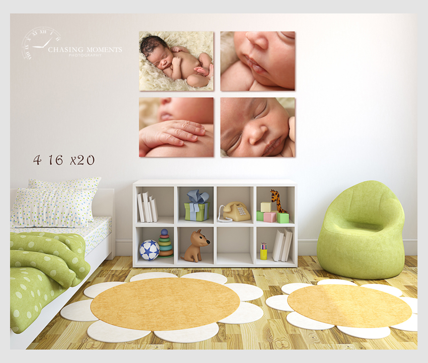 professional photography canvas wall art from a newborn photo session, collage